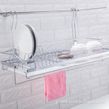 Stainless steel wall-mounted tableware drain storage rack